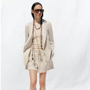 NWT ZARA FAUX SUEDE CUT OUT BLAZER AND SHORTS SET